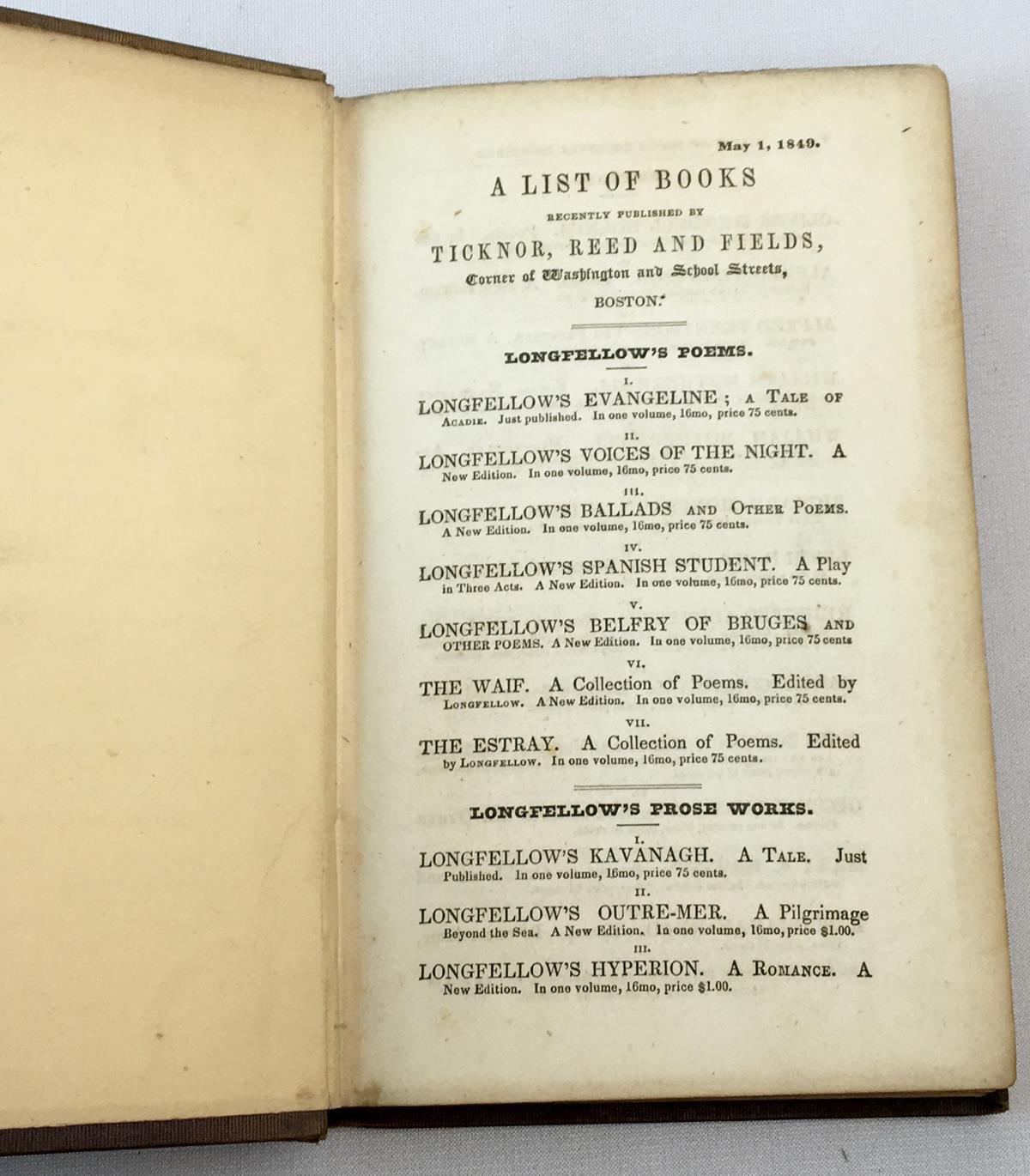 1849 Kavanaugh: A Tale By Henry Wadsworth Longfellow FIRST EDITION