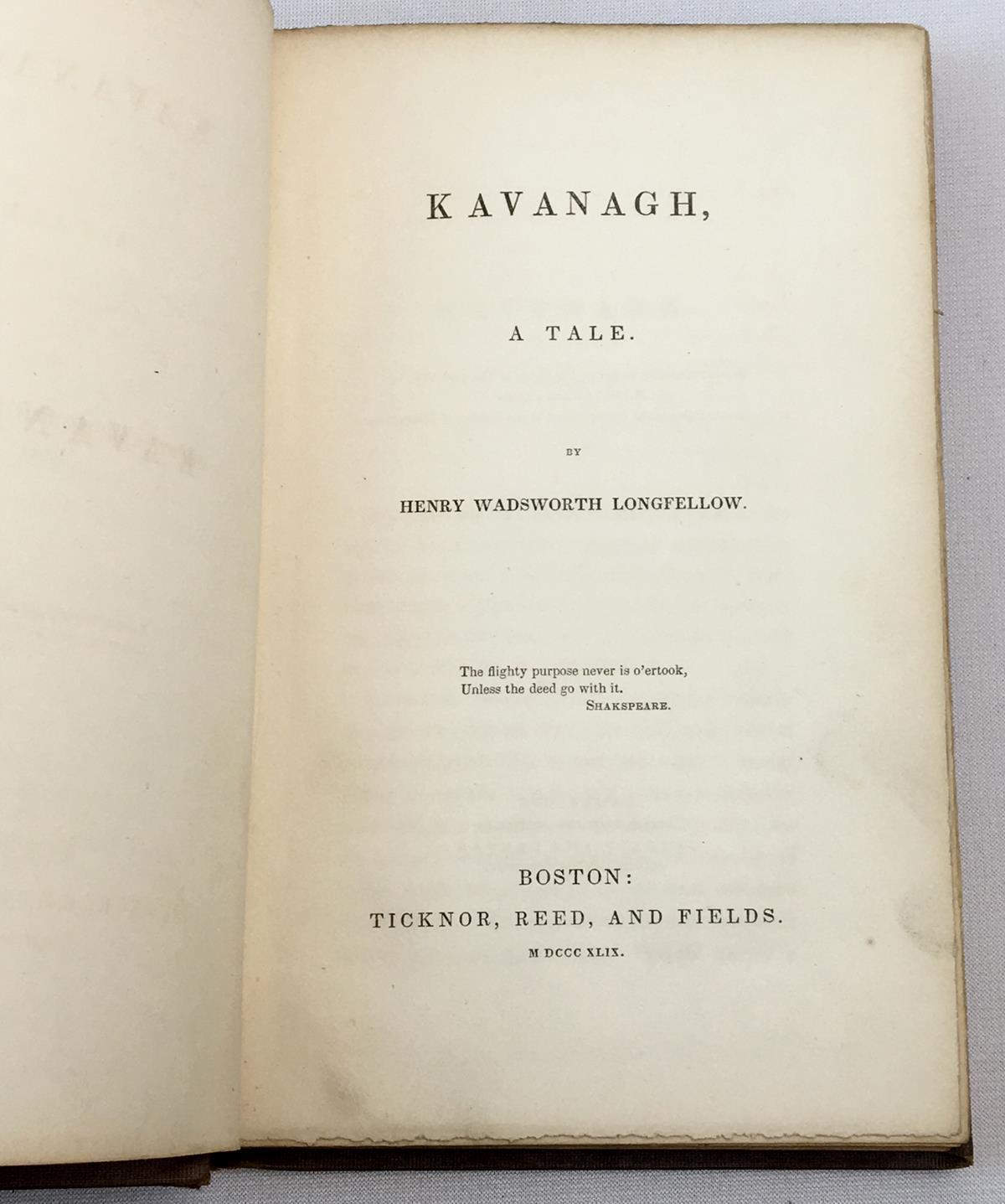 1849 Kavanaugh: A Tale By Henry Wadsworth Longfellow FIRST EDITION