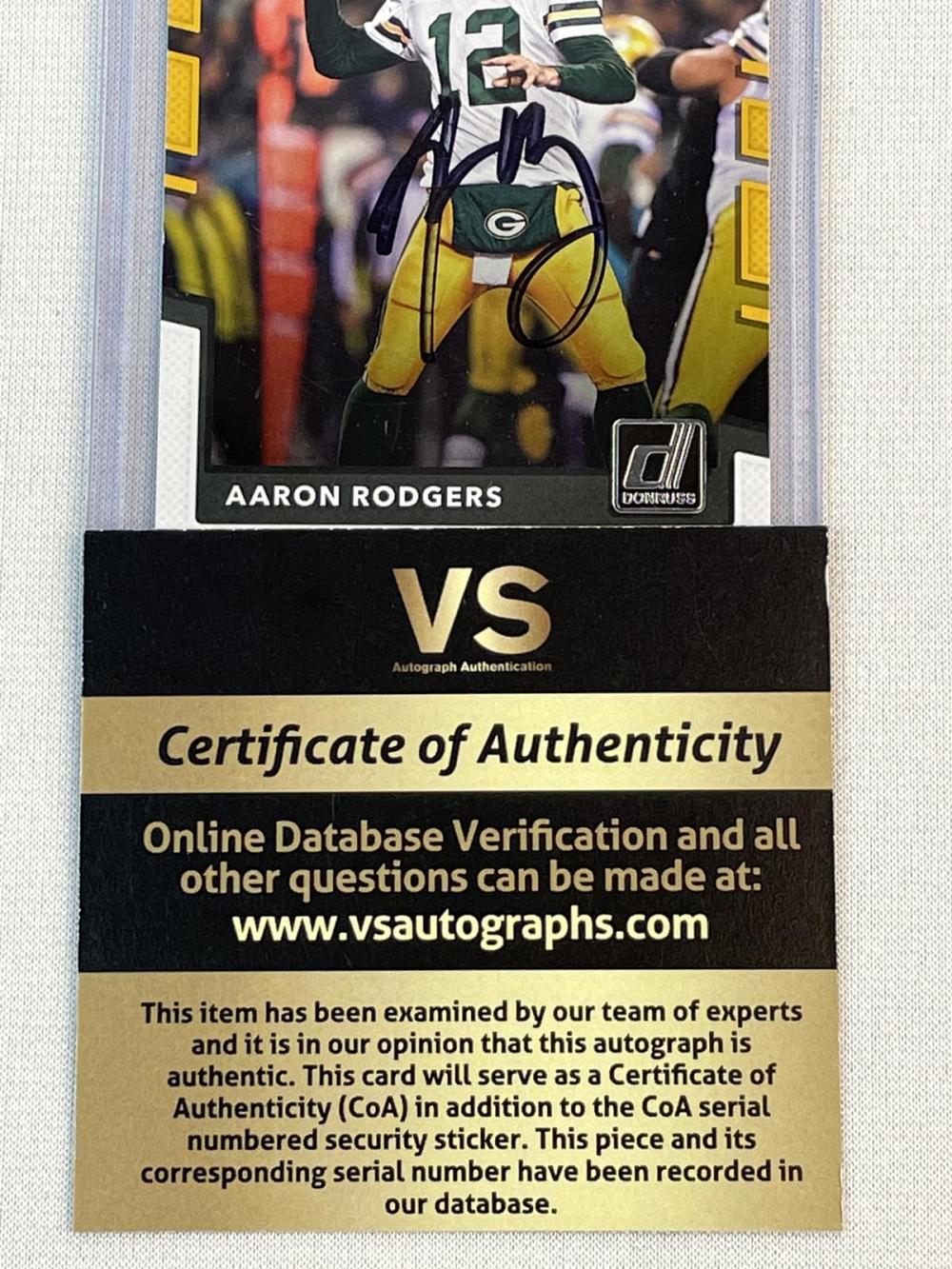SIGNED 2017 Panini Donruss No. 251 Aaron Rodgers Green Bay Packers Panini No. 251 Football Card w/ COA