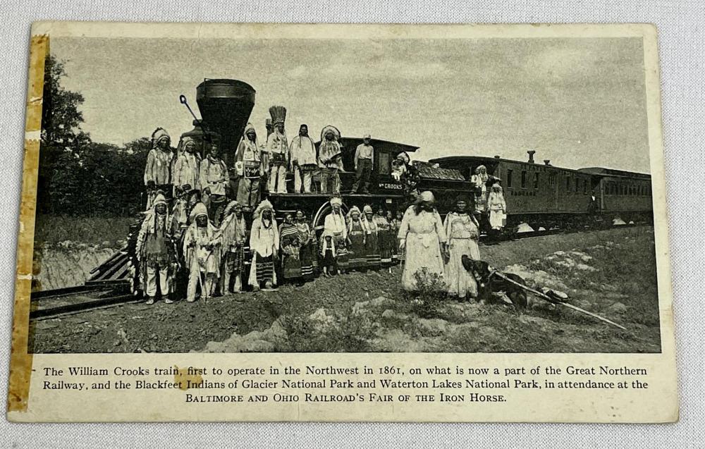 RARE Antique 1912 SIGNED Blackfoot Chief John Two Guns White Calf Baltimore and Ohio Railroad Native American Postcard