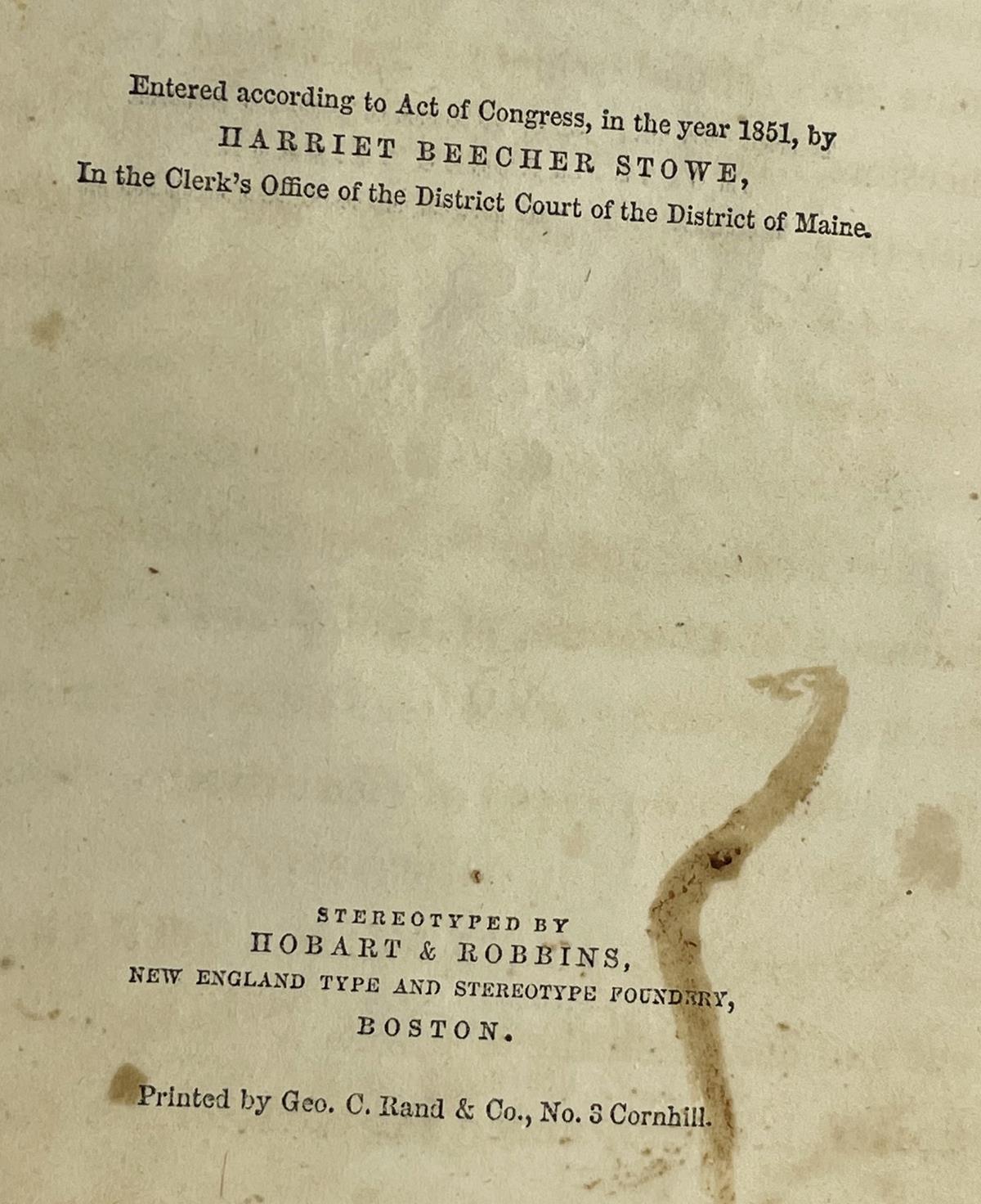 1852 Uncle Tom's Cabin Or Life Among The Lowly By Harriet Beecher Stowe Volume I & II FIRST EDITION