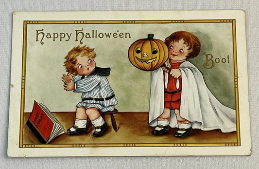 Antique c. 1910 "Happy Hallowe'en, Boo!" Embossed Halloween Whitney Made Postcard UNUSED