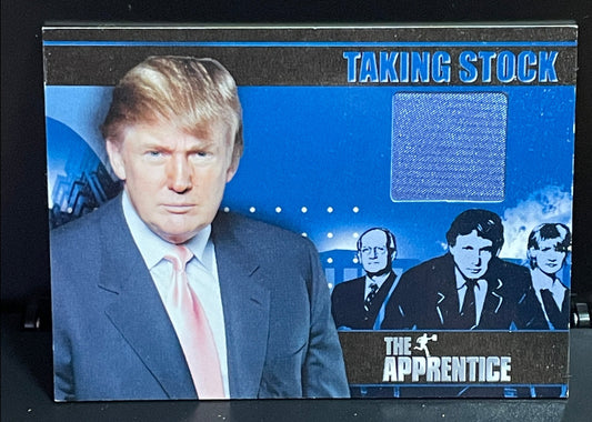 2005 The Apprentice Donald Trump "Taking Stock" Necktie Worn by Mr. Trump Card M1